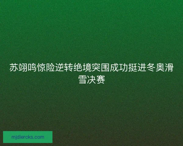 苏翊鸣惊险逆转绝境突围成功挺进冬奥滑雪决赛