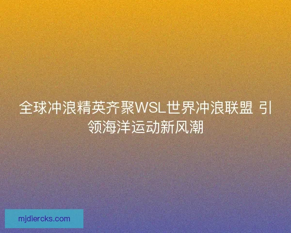 全球冲浪精英齐聚WSL世界冲浪联盟 引领海洋运动新风潮
